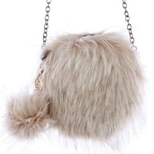$10 ✿ FAUX FUR ROUND CROSS-BODY BAG